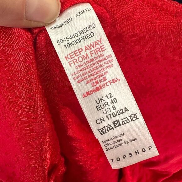 Top Shop Women's Snake Print Tie Front High Split Side Midi Dress Red Size‎ 8 - Picture 7 of 9